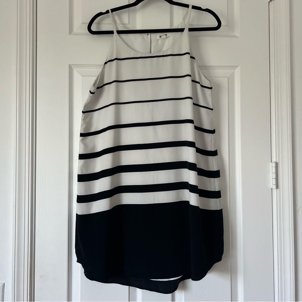 BB Dakota knee length tank dress black and white stripes